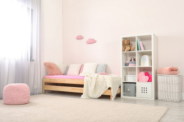 Child room with modern furniture. Idea for interior decor