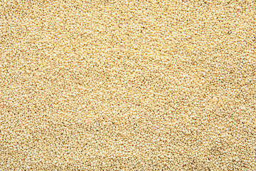 Raw white quinoa seeds as background, top view