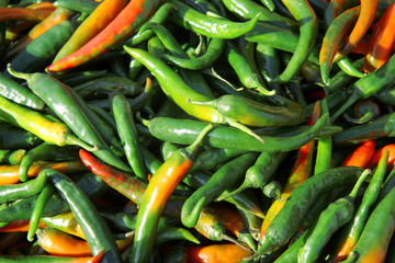 hot  green chili peppers