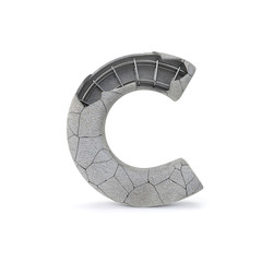 Concrete Alphabet C with clipping path. 3D illustration