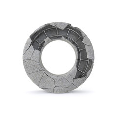 Concrete Alphabet O with clipping path. 3D illustration