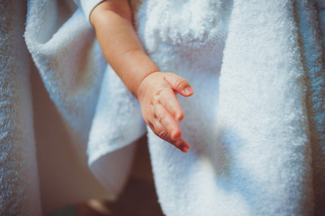 Christening child in church