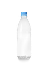 One plastic bottle on white background. Recycle concept