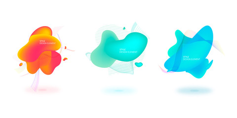 Set of abstract modern graphic elements. Dynamical colored forms and line. Gradient abstract banners with flowing liquid shapes. Template for the design of a logo, flyer or presentation.