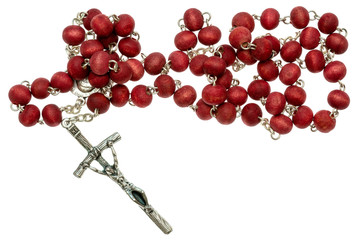 Religious rosary isolated on white