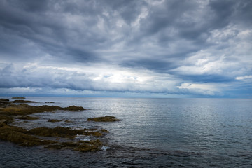 North coast of Corsica on a cloudy autumn day, France