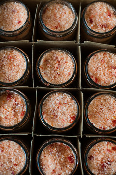 Homemade hot pepper salt in jars