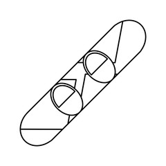 Snowboard sport equipment black and white