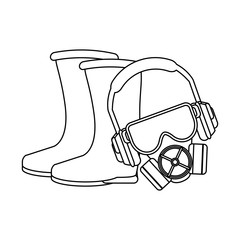 Construction equipment and tools black and white