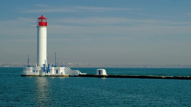 Sea Port of Odessa. Lighthouse. Ukraine. Black Sea. Early autumn
