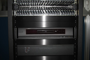 Low-current rack of electronic equipment for the Internet and multiroom. Connecting wires using...