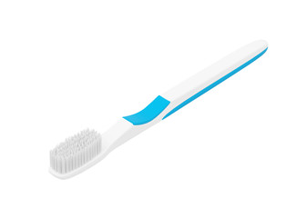 White toothbrush isolated on white background, mockup, template, 3d rendering