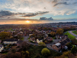 Aerial view of St Mellons Town in Cardiff, Wales UK
