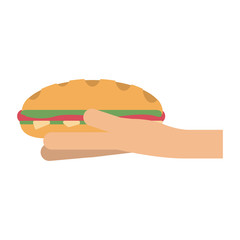 Hand holding sandwich