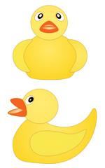 Toy rubber yellow duck with red beak set vector eps 10