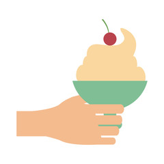 Hand holding ice cream cup