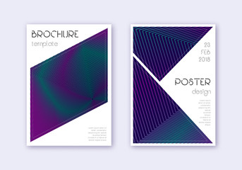 Triangle cover design template set. Neon abstract 