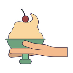 Hand holding ice cream cup