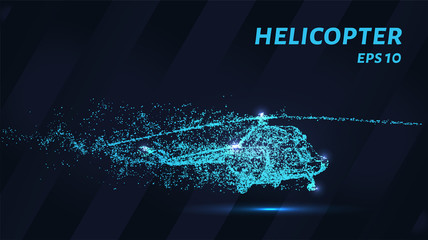 A helicopter from the blue points of light. The helicopter is made up of particles. Vector illustration. © newrossosh