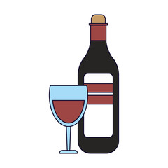 Wine bottle and cup glass