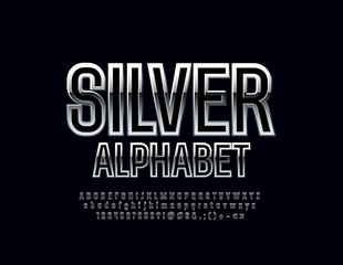 Vector Silver and Black Font. Luxury Alphabet Letters.