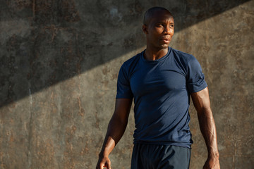 Portrait of young man during the work out