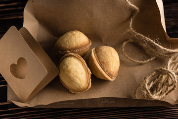 Сookies in the form of a walnut with boiled condensed milk