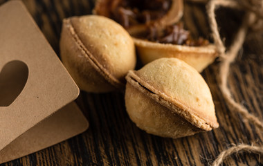 Сookies in the form of a walnut with boiled condensed milk