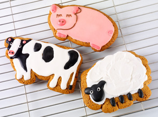 ICED ANIMAL SHAPED BISCUITS OR COOKIES