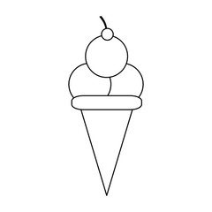 Ice cream cone with three scoops black and white