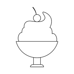 ice cream cup with cherry black and white