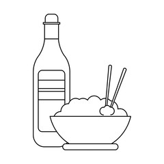 Rice bowl and drink bottle black and white