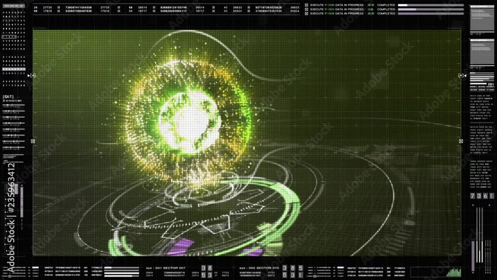 Aufkleber Futuristic background motion element user interface information technology virtual head up display for background computer desktop screen display