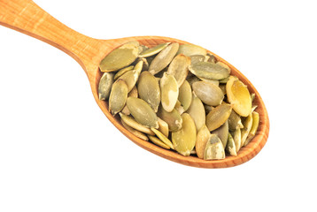 Pumpkin seed kernels in spoon