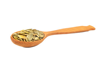 Pumpkin seed kernels in spoon