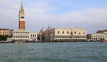 Fototapeta na wymiar Tower and Doge's Palace of San Marco in Venice, Italy