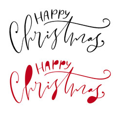 Handwritten Christmas holiday greeting card. Printable quote template. Calligraphic vector illustration. Happy Christmas calligraphy.