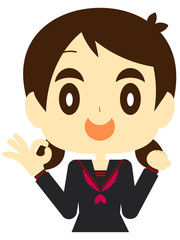 OKサインの女子高校生