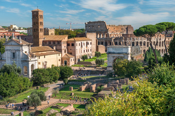 Fototapeta na wymiar ancient ruins of the Roman Forum in Rome, Italy