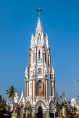 Fototapeta na wymiar Facade of St. Mary Basilica in Bangalore, India.