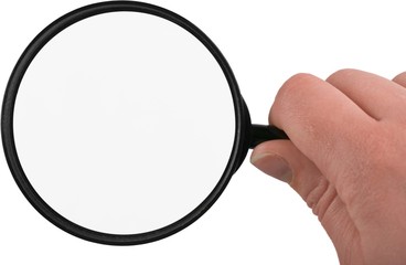 Person holding a magnifying glass