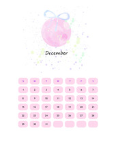December watercolor calendar