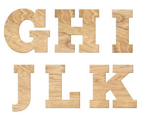 Font Wood alphabet.  Font Isolated on white background