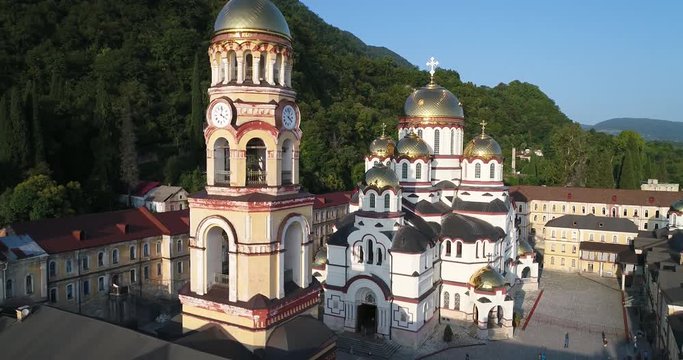 New Athos,Abkhazia Monastery of St. Simon the Canaanite Aerial view resort town Gagra, Abkhazia, Georgia