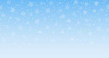 Winter snowy background. Vector seamless  border with snowflakes.