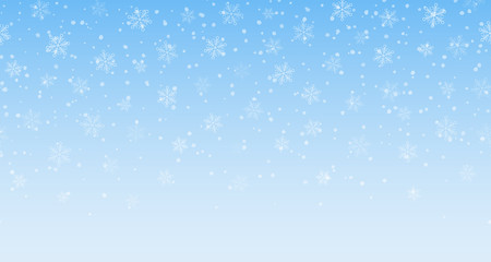 Fototapeta premium Winter snowy background. Vector seamless border with snowflakes.