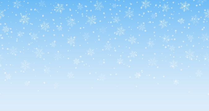 Winter snowy background. Vector seamless  border with snowflakes.