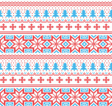 Winter festive Christmas knitted pattern woolen knitted
