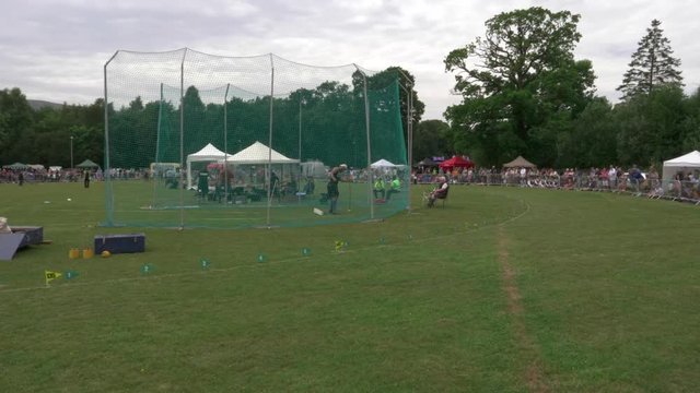 Wide shot of a hammer thrower