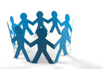 Paper People in a Circle Holding Hands